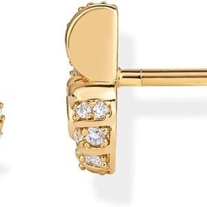 14K Gold Plated Silver Seashell Earrings with Cubic Zirconia for Women